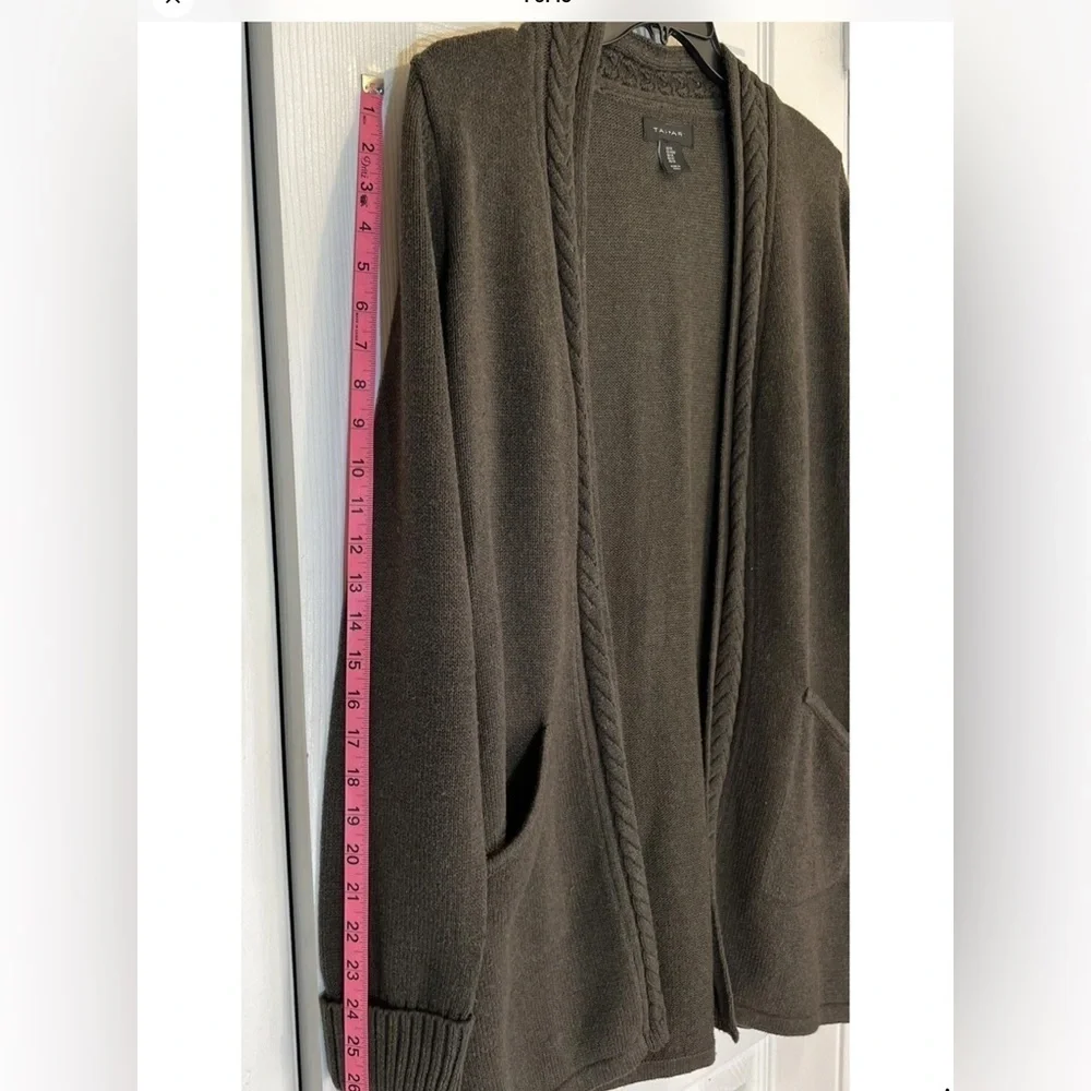 NEW Tahari Olive Green Cardigan Sweater Size XS -S From Pockets.